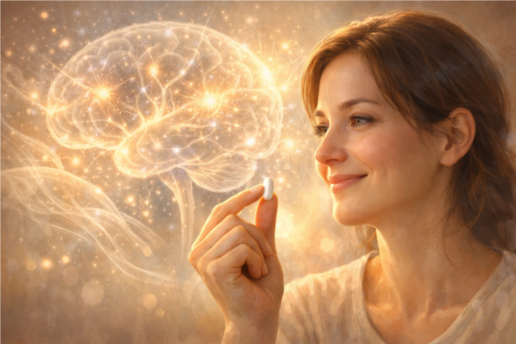 Kobieta trzymająca pigułkę placebo